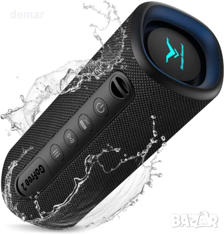 Bluetooth високоговорител с дълбок бас, преносим водоустойчив, RGB светлини, 25W RMS, TWS