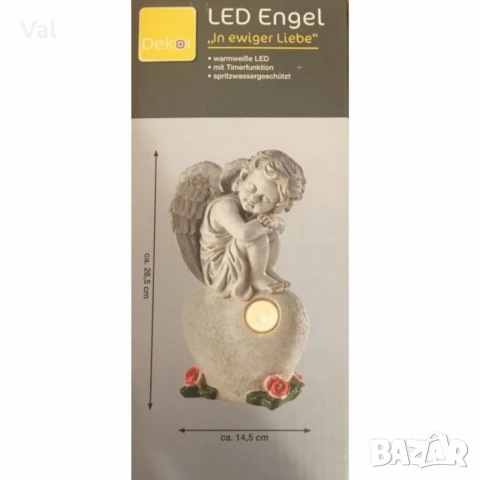 Светеща LED статуетка ангел In Ewiger Liebe – Символ на вечна любов и спокойствие, снимка 3 - Лед осветление - 54479456