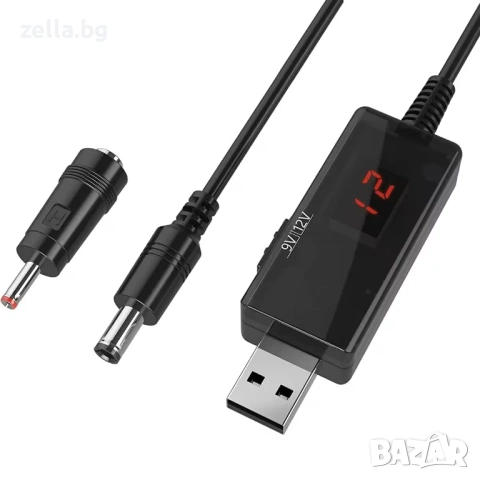 USB 5V към 9V/12V Step-Up конвертор с LED дисплей – UPS за рутер, Powerbank, автомобил, DIY 10245