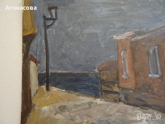ЯНАКИ КРИЛОВ картина Градски пейзаж 1990 г, снимка 4 - Картини - 54181567