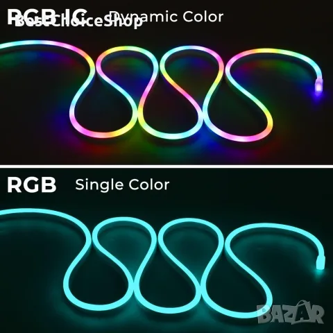 5 м RGB IC LED гъвкава лента, интелигентно приложение, синхронизация с музика, водоустойчива, снимка 8 - Лед осветление - 55409237