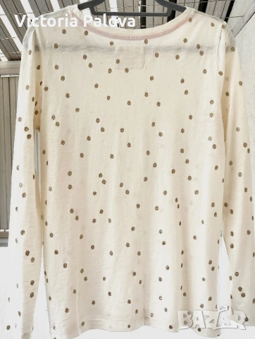 Изящна памучна блуза BODEN със сияйни златни точки , снимка 8 - Блузи с дълъг ръкав и пуловери - 54020292