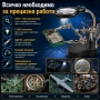 Мощна професионална настолна увеличителна лупа помощна ръка с LED осветление за запояване платки, снимка 7