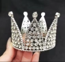 сребриста корона с камъни диаманти пластмасова за декорация украса торта глава коса, снимка 1