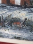 авторска картина зимен пейзаж маслени бои върху платно с красива дървена рамка , снимка 5