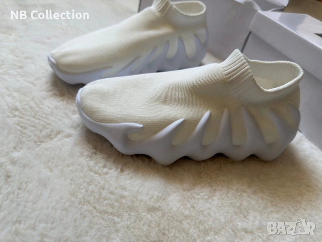 Дамски маратонки в бяло Yezzy дишащ плат, снимка 4 - Маратонки - 46229649