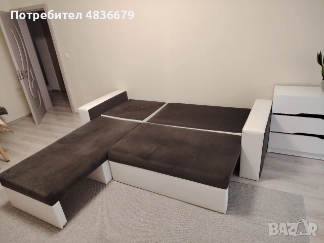 Диван с лежанка, еко кожа, снимка 4 - Дивани и мека мебел - 54657952