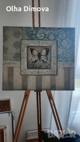 Картина Пеперуда 40 × 45 см., снимка 2 - Картини - 54395678