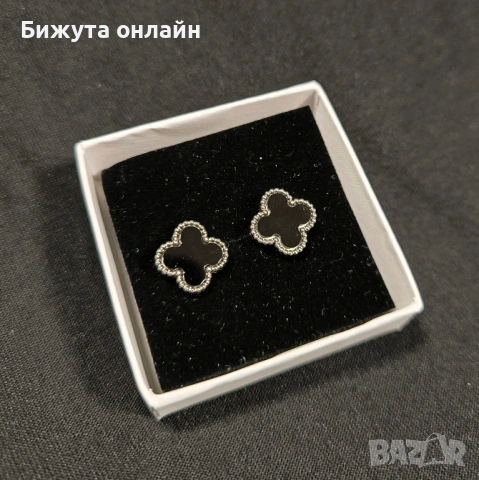 Обеци с черни детелини. Продукт № 032