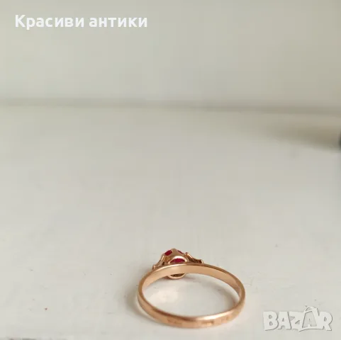 Руски златен пръстен с 3 печати, снимка 2 - Пръстени - 55506497