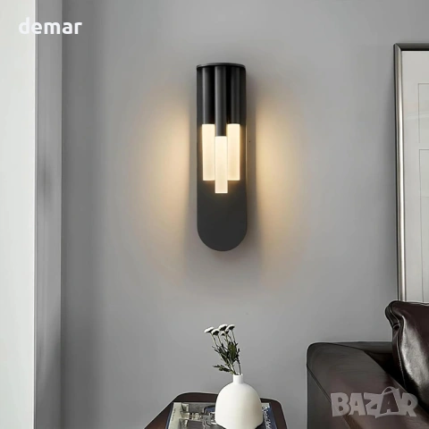 LED аплик за стена (външен/интериор) с алуминиев корпус и цилиндричен дизайн 43 см, снимка 5 - Лампи за стена - 54923011