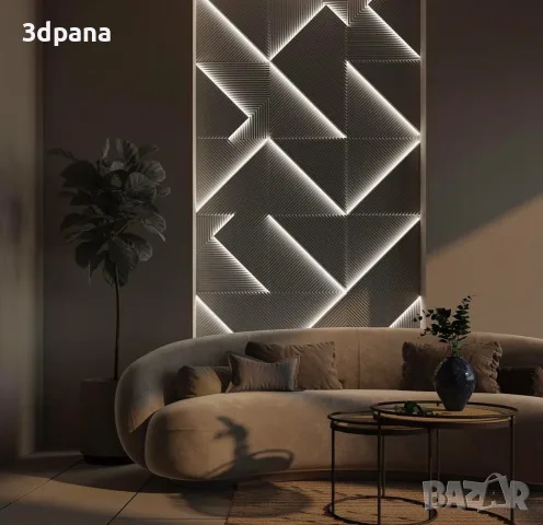 Светещи 3D панели за стена модел 0042 – гипсов релеф с LED осветление