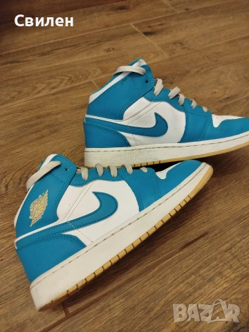 Nike Air Jordan 1 Mid Aquatone GS 37.5, снимка 4 - Детски маратонки - 55286526