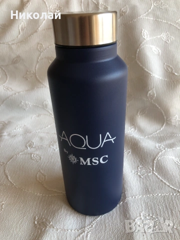 Алуминиева бутилка за вода AQUA by MSC Cruises и 2 бр. оригинални сувенирни чаши MSC Cruises, снимка 9 - Колекции - 55248946