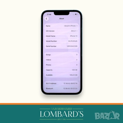 iPhone 13 128 GB 80%, N: 537025, снимка 2 - Apple iPhone - 55261721