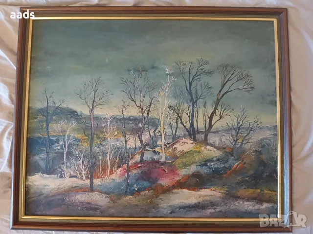 Картина с рамка 66 × 53 см - подписана