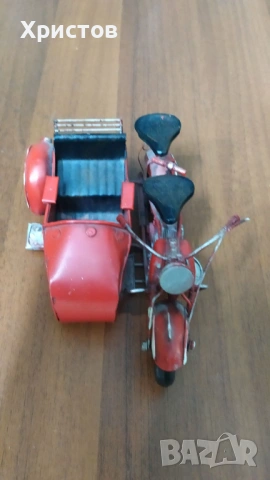 РЪЧНО ИЗРАБОТЕНА Колекционерска Метална играчка ОТ ЕДНО ВРЕМЕ мотоциклет с кош , снимка 16 - Колекции - 54032248