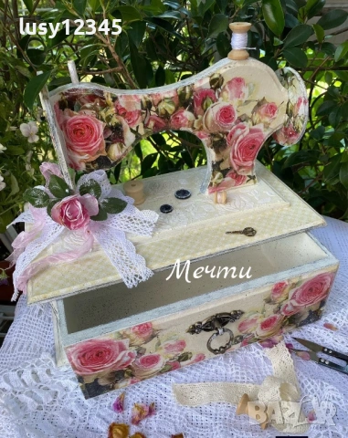 Рози, рози, рози…💗💗💗 Кутия шевна машина!, снимка 4 - Декорация за дома - 54930549