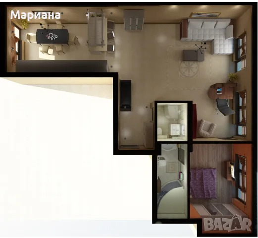 Апартамент  2 тераси+паркомясто/гараж, снимка 14 - Апартаменти - 55407708