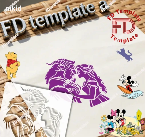 Красавицаа и звяра стенсил шаблон спрей за торта украса сладки Scrapbooking, снимка 2 - Други - 54684689