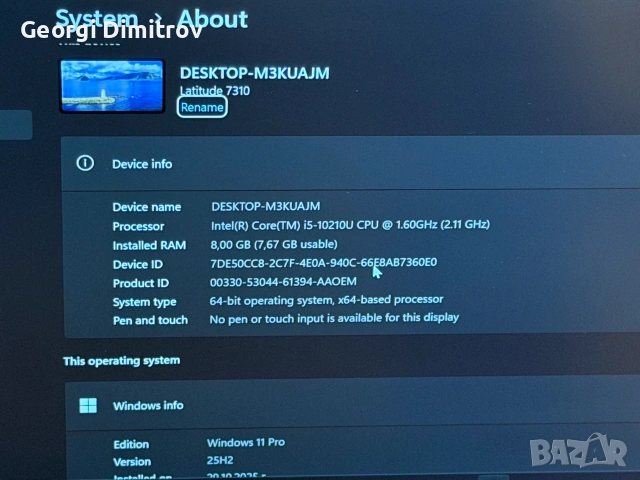 Dell Latitude 7310 Intel i5-10210U/8RAM DDR4/NVMe 256GB/Intel UHD Graphics/Full HD/отличен, снимка 4 - Лаптопи за работа - 54982469