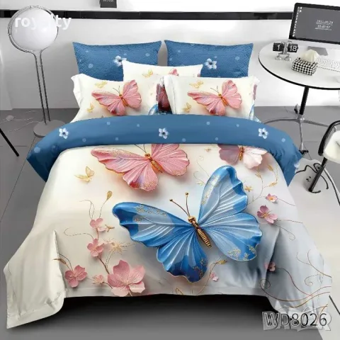 ФЛОРАЛЕН КОМПЛЕКТ С ЛАСТИК, 100% ПАМУК 1 бр. х плик за завивка 200 x 230 cm 1 бр. х долен чаршаф с л, снимка 12 - Спално бельо - 55347880