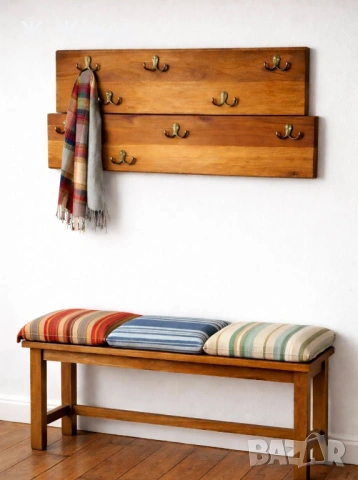 МАСИВНА ДЪРВЕНА ЗАКАЧАЛКА от две части