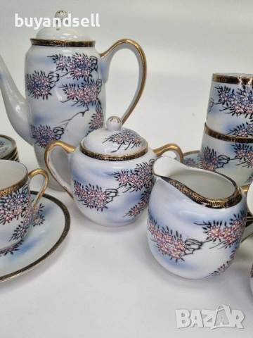 Японски порцелан Кутани, сервиз за кафе, снимка 6 - Сервизи - 54302412