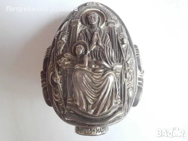 Православно гръцко сребърно иконно яйце проба 995