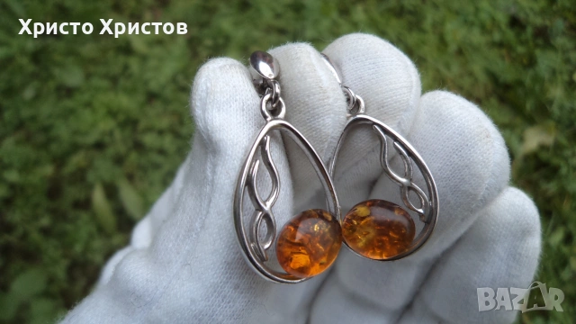 Сребърен 925 проба нов бутиков комплект с кехлибари, снимка 6 - Бижутерийни комплекти - 55138225