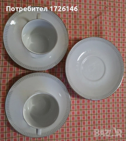 Порцеланови сет 2 бр. и чинийки 4 бр. със сребърен кант на Winterling Kirchenlamitz Bavaria Germany , снимка 12 - Сервизи - 54043725