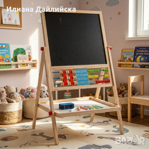 НОВО! Мултифункционална образователна детска дъска с дървена рамка., снимка 2 - Други - 54829873