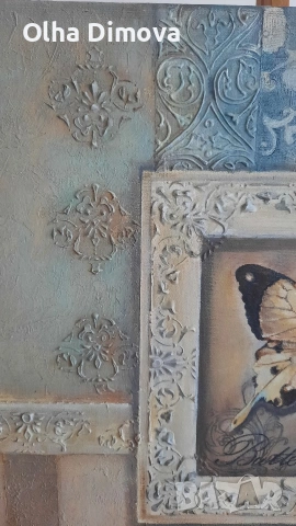 Картина Пеперуда 40 × 45 см., снимка 3 - Картини - 54395678