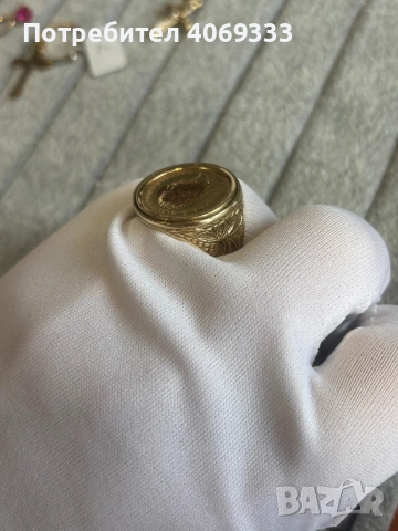 Златен пръстен с монета 11.1 гр 14к, снимка 2 - Пръстени - 54175061