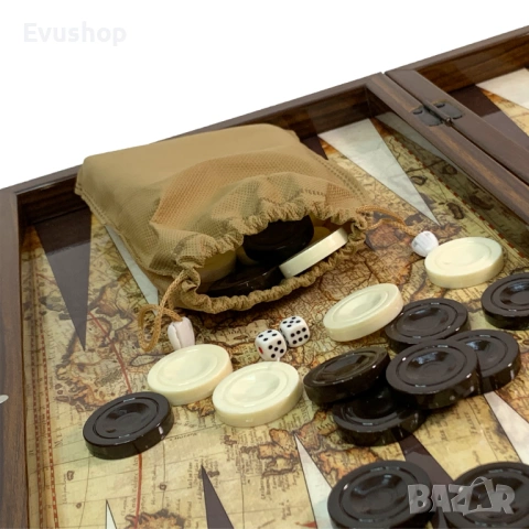 Премиум Табла Антична карта 48x48cm, снимка 5 - Шах и табла - 50176860