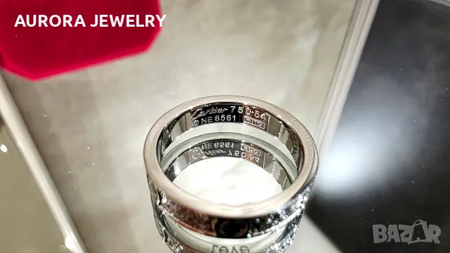 CARTIER Love Band White Gold Paved Diamonds Унисекс Пръстен, снимка 9 - Пръстени - 52870389