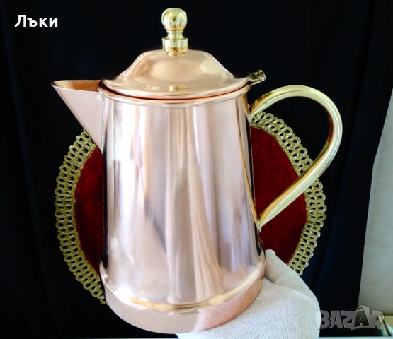 Медна кана с капак,меден чайник,чиста червена мед,печат. , снимка 11 - Антикварни и старинни предмети - 54160253