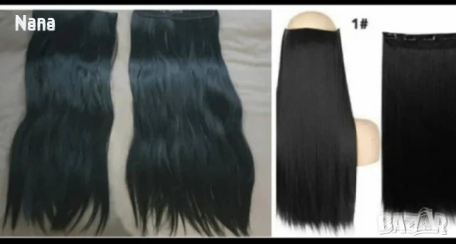 Черни треси екстеншън Дължина 60см Цена 21€, снимка 15 - Аксесоари за коса - 54183104