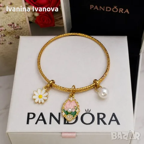 Дамски позлатени гривни Pandora 💎, снимка 8 - Гривни - 55641565