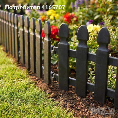 Градинска декоративна ограда, 4 части, 49x21 см, UV устойчива пластмаса, кафява