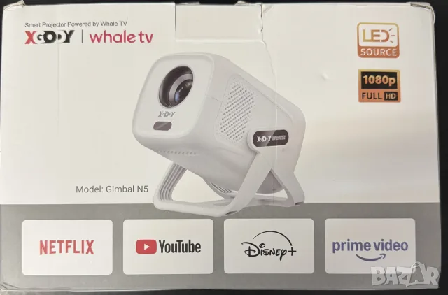 Видео проектор, Gimbal N5, Full HD резолюция, размер на проекцията 40-130 инча, безжична свързаност, снимка 3 - Плейъри, домашно кино, прожектори - 55450551