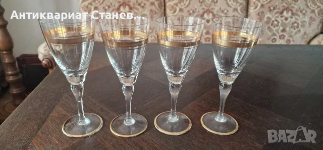 Ретро комплект чаши с златен кант, снимка 4 - Чаши - 55316661