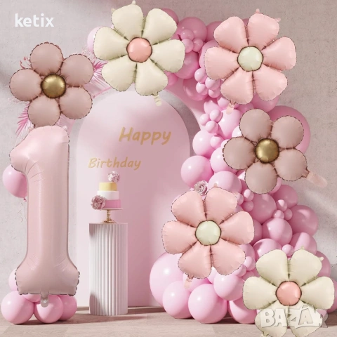 Декорация с балони за 1-ви рожден ден за момиче, снимка 3 - Други - 54109728