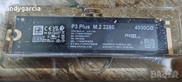  4TB SSD NVMe Crucial P3 Plus 3D NAND 4000GB M.2 2280 PCIe 4.0 disk CT4000P3P чисто нов диск Gen 1.4, снимка 7 - Твърди дискове - 54541469