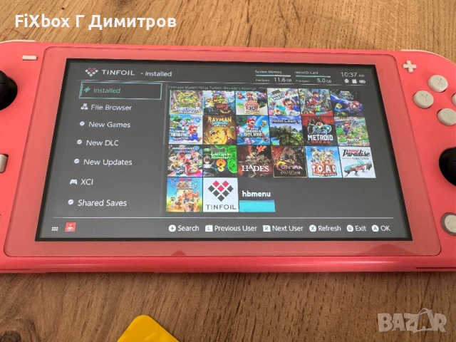 Nintendo Switch Lite с чип + 64гб с много игри Atmosphere Hekate Kefir , снимка 4 - Nintendo конзоли - 54201752