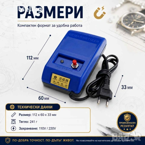 Професионален часовникарски инструмент размагнитизатор за часовници, снимка 7 - Други инструменти - 40733700