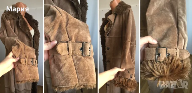 С / М H&M Дамско Палто Естествена Кожа Велур, снимка 11 - Палта, манта - 55675912