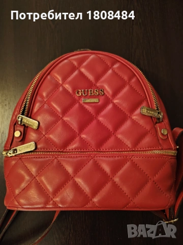 Дамска чанта Guess в червен цвят, не е използвана в идеално състояние, снимка 2 - Чанти - 54456313