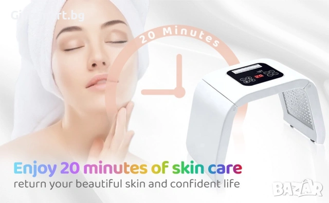 Апарат за LED фототерапия на лице, Фотонна терапия с 7 цвята, Лифтинг, Anti-age, Anti-Acne, 287 LED , снимка 5 - Други - 54986686