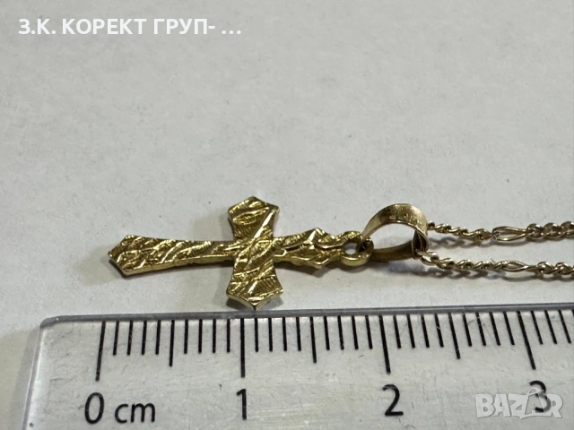 Златен синджир с кръст  14к, 2,78гр, снимка 5 - Колиета, медальони, синджири - 54320786